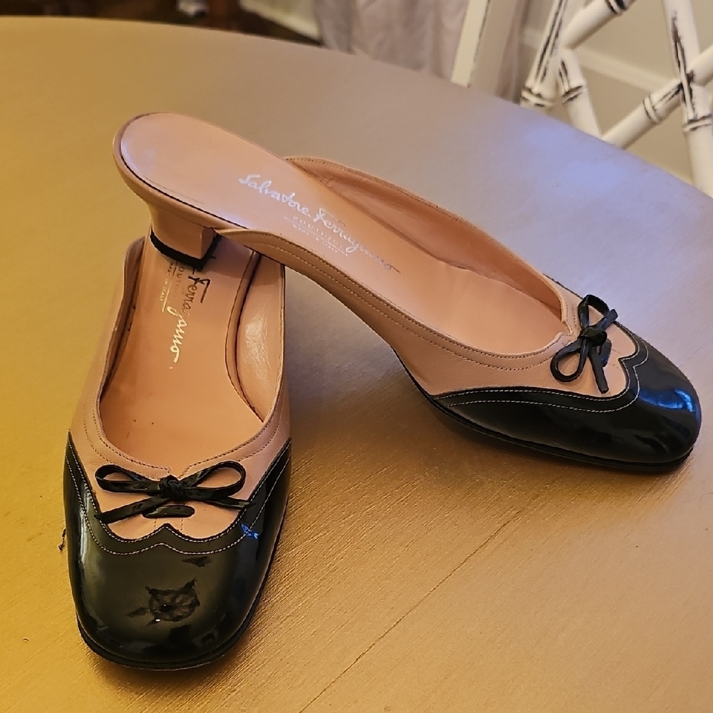 Salvatore Ferragamo Black and Tan Women's Shoes